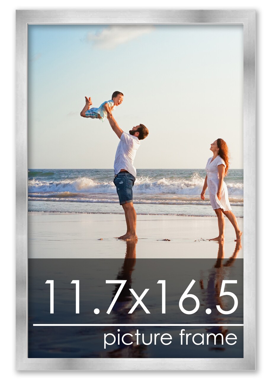 11.7x16.5 Solid Wood Picture Frame with UV-Resistant Acrylic & Acid-Free Backing, Available in 6 Finishes: Matte Black, Matte White, Metallic Bronze, Silver, Natural Wood Grain & Mahogany